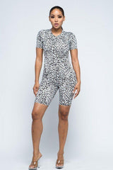 Brushed Short Sleeve Top And Biker Pants And Face Mask Set | Mixtshop LLC