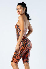 Zebra Print Tube Romper With Front O Ring Zipper Detail | Mixtshop LLC