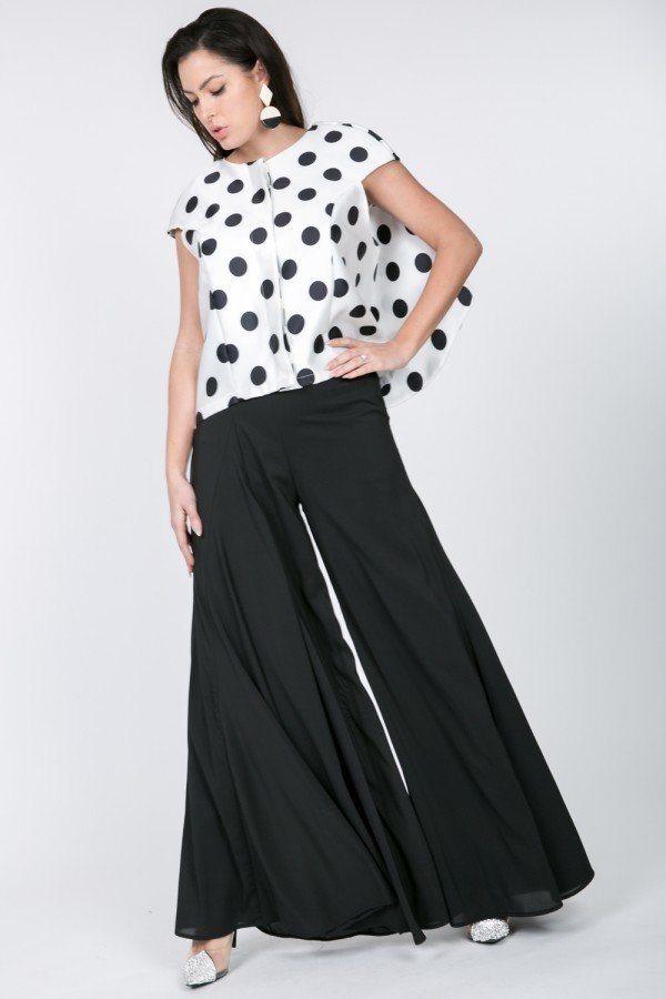 Cascade Ruffle Detail Polka Dot Print Top | Mixtshop LLC