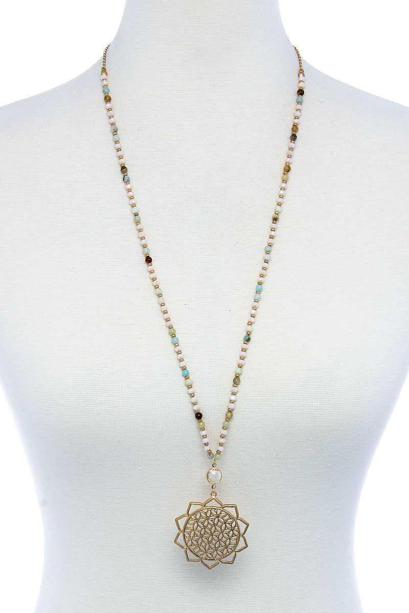 Stylish Sun Flower Pendant Beaded Necklace | Mixtshop LLC