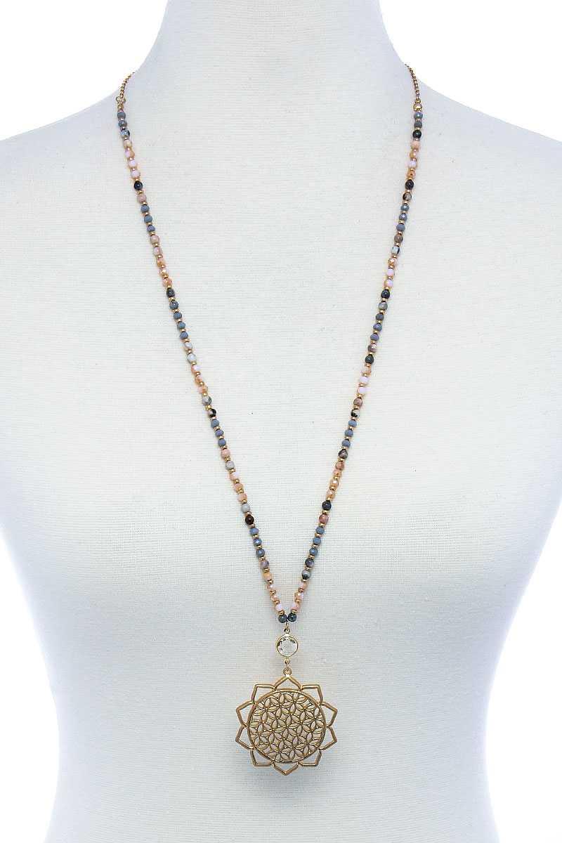 Stylish Sun Flower Pendant Beaded Necklace | Mixtshop LLC