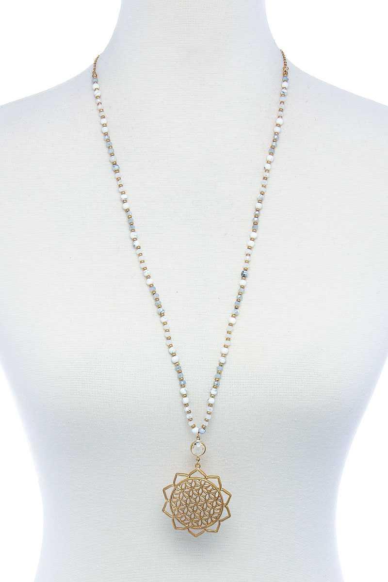 Stylish Sun Flower Pendant Beaded Necklace | Mixtshop LLC