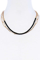 Double Layer Beaded And Chain Necklace | Mixtshop LLC