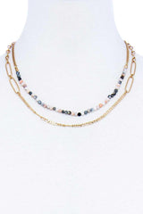 Double Layer Beaded And Chain Necklace | Mixtshop LLC