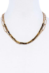Double Layer Beaded And Chain Necklace | Mixtshop LLC