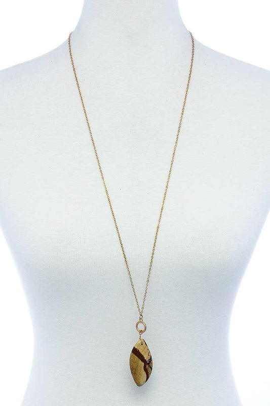 Fashion Oval Stone Pendant Long Necklace | Mixtshop LLC