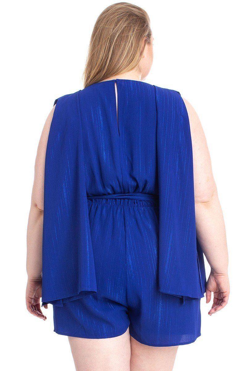 Shimmer Fabric Draped Open Sleeve Romper | Mixtshop LLC