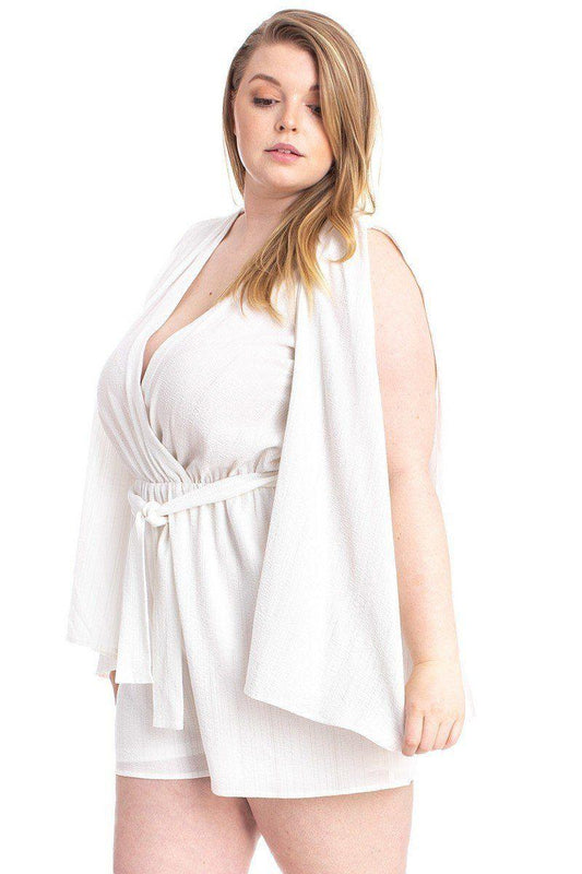 Shimmer Fabric Draped Open Sleeve Romper | Mixtshop LLC
