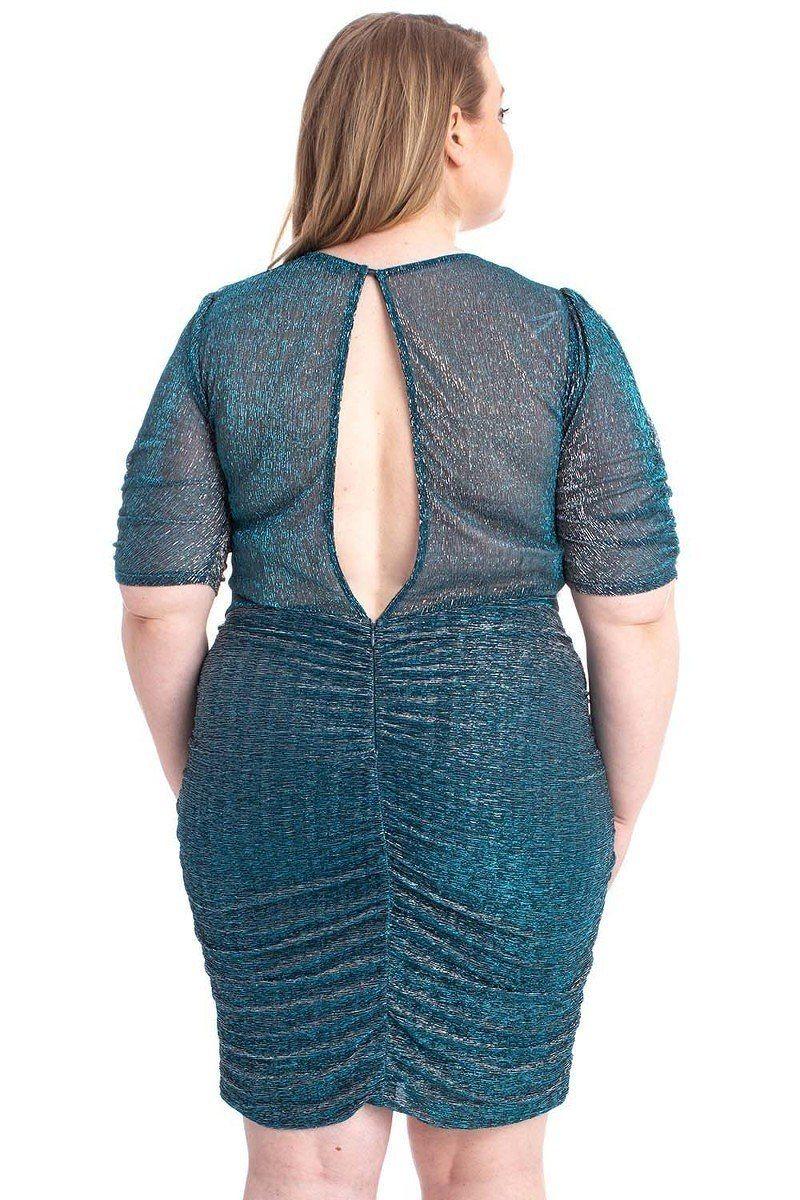 Ribbed Shimmer Shirring Mini Dress | Mixtshop LLC