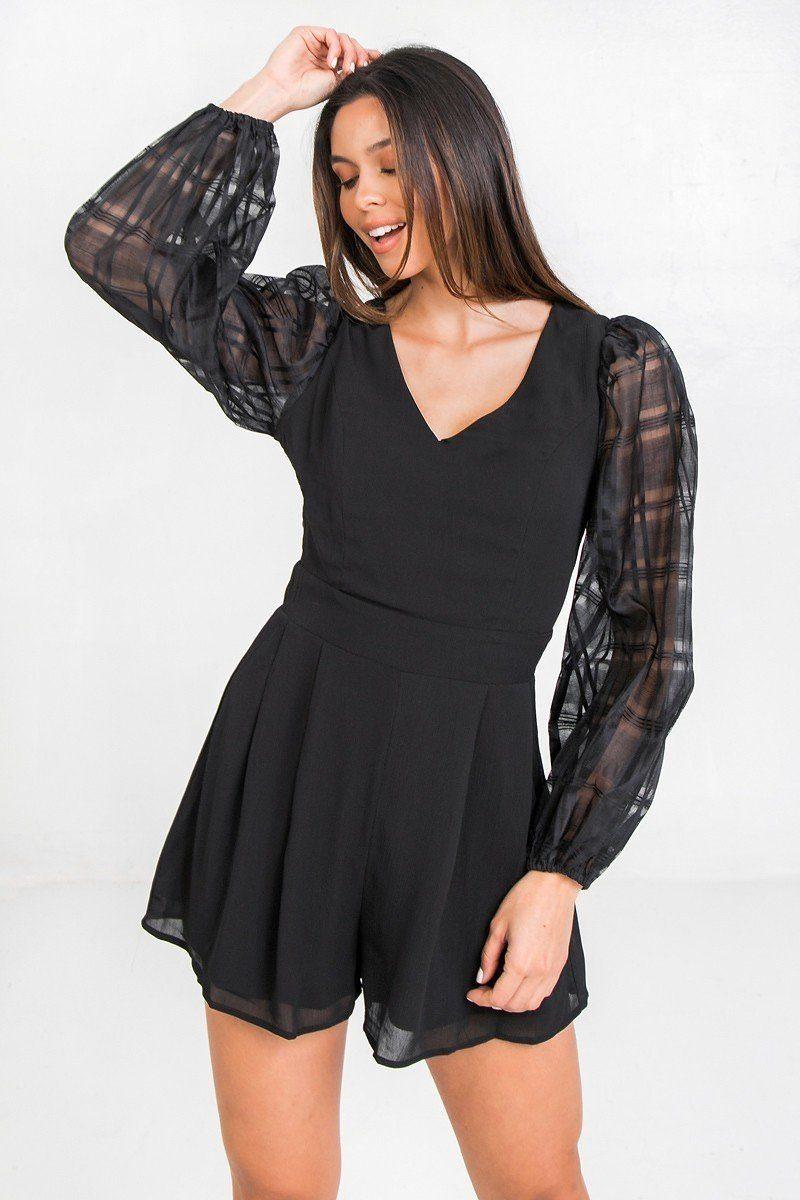 V Neckline Solid Romper | Mixtshop LLC