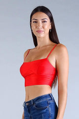 Sexy Spaghetti Strap Darted Under Bust Crop Top | Mixtshop LLC