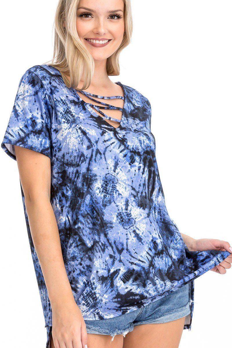 Tie Dye Print Short Sleeve Top | Mixtshop LLC