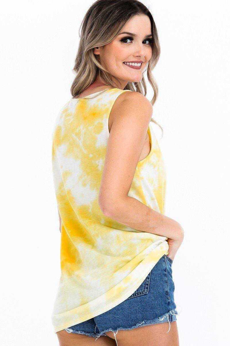 Tie-dye Knit Top Featured In A Scoop Neckline And Sleeveless | Mixtshop LLC