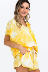 Tie-dye Top Featured In A V-neckline And Cuff Sort Sleeves | Mixtshop LLC