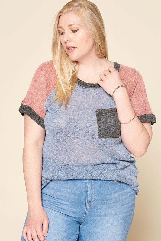 Color-blocked Sweater Knit Top | Mixtshop LLC