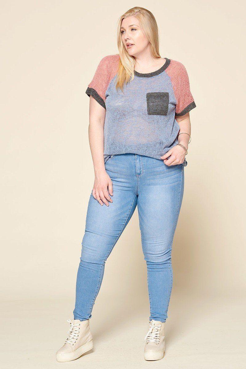 Color-blocked Sweater Knit Top | Mixtshop LLC