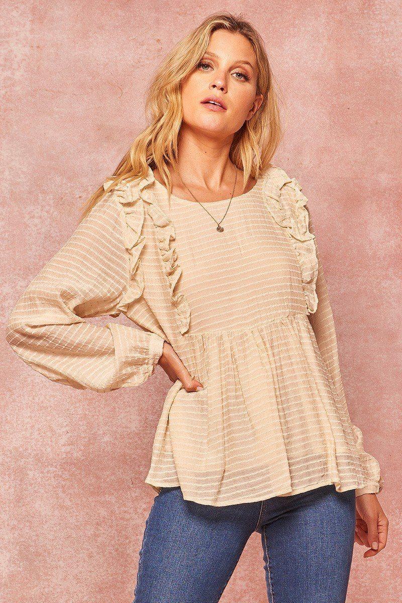 A Semi-sheer Striped Woven Top | Mixtshop LLC