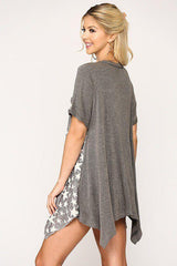 Star Textured Knit Mixed Tunic Top With Shark Bite Hem | Mixtshop LLC