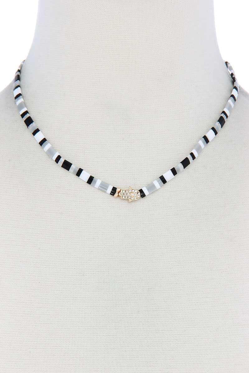 Hamsa Hand Charm Color Block Necklace | Mixtshop LLC