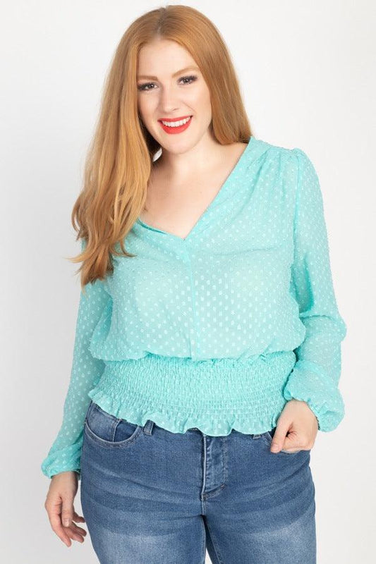 Waist Smoking V Neck Blouse | Mixtshop LLC