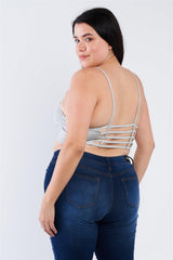 Plus Size Open Stripe Back Cami Strap Athletic Lounge Bra | Mixtshop LLC