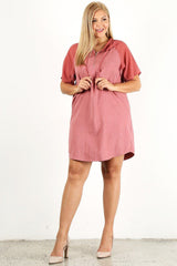 Plus Size Solid Dress With Zip-up Closure | Mixtshop LLC