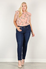 Plus Size Floral Print Sheer Top | Mixtshop LLC