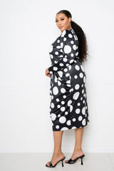 Polka Dot Drop Waist Ruched Midi Dress | Mixtshop LLC
