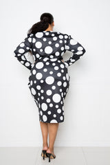 Polka Dot Drop Waist Ruched Midi Dress | Mixtshop LLC