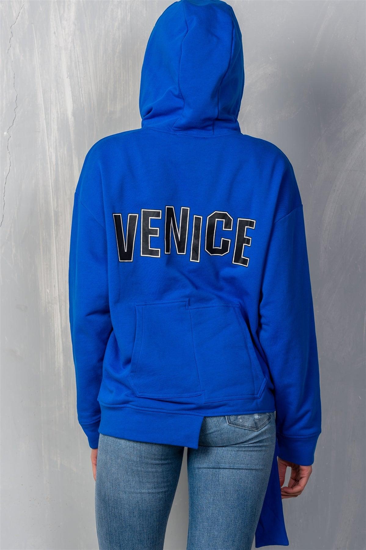 Uneven Hem Graphic "venice" Pullover Hoodie | Mixtshop LLC