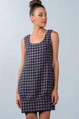 Multi Houndstooth Pattern Sleeveless Mini Dress | Mixtshop LLC