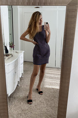 Multi Houndstooth Pattern Sleeveless Mini Dress | Mixtshop LLC