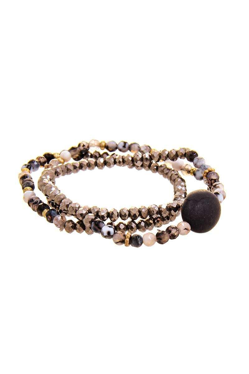Triple Simple Multi Bead Link Oval Bracelet | Mixtshop LLC