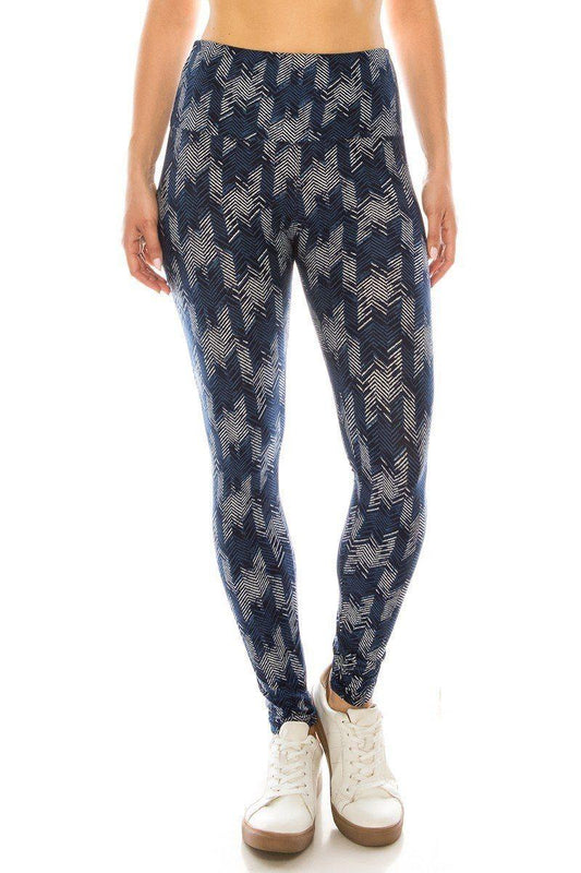 Long Yoga Style Banded Lined Multi Printed Knit Legging With High Waist | Mixtshop LLC