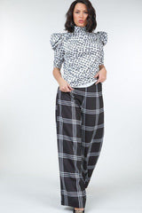 High Waist Plaid Print Wide Leg Pants | Mixtshop LLC