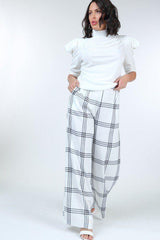 High Waist Plaid Print Wide Leg Pants | Mixtshop LLC