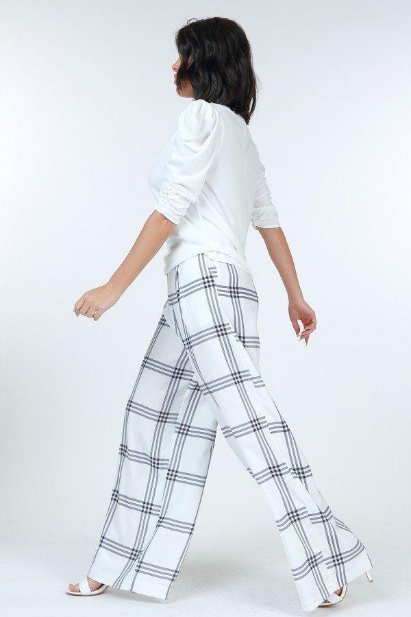 High Waist Plaid Print Wide Leg Pants | Mixtshop LLC
