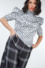 High Waist Plaid Print Wide Leg Pants | Mixtshop LLC