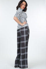 High Waist Plaid Print Wide Leg Pants | Mixtshop LLC