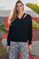 Cut Out V Neck Sweater | Mixtshop LLC