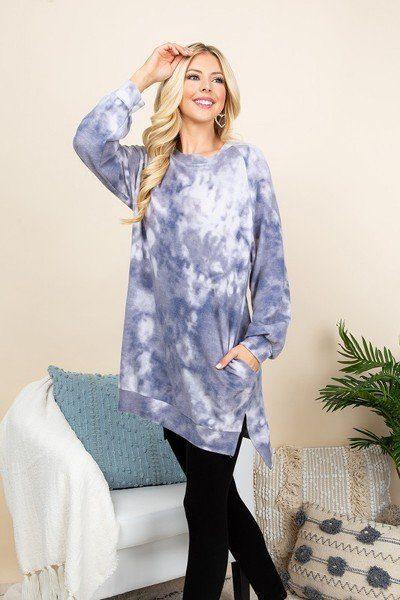 Ultra Cozy Tie Dye French Terry Brush Oversize Casual Pullover | Mixtshop LLC