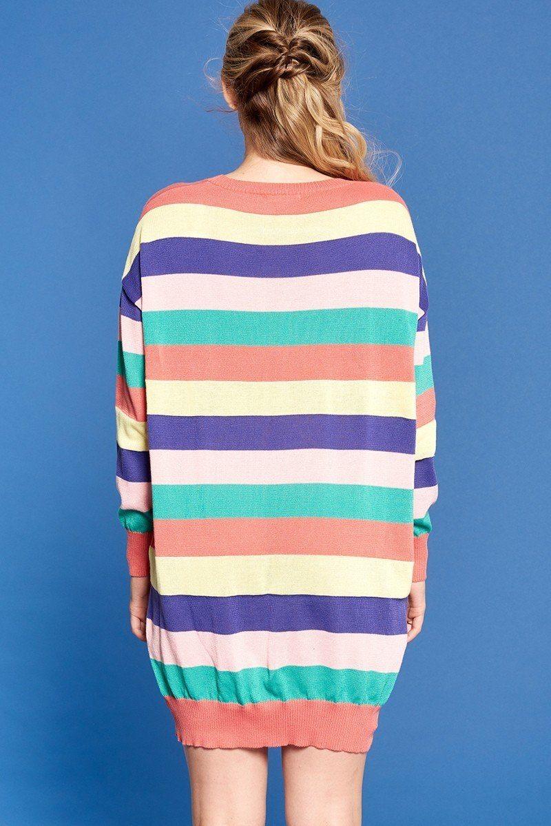 Multi-colored Striped Knit Sweater Dress | Mixtshop LLC