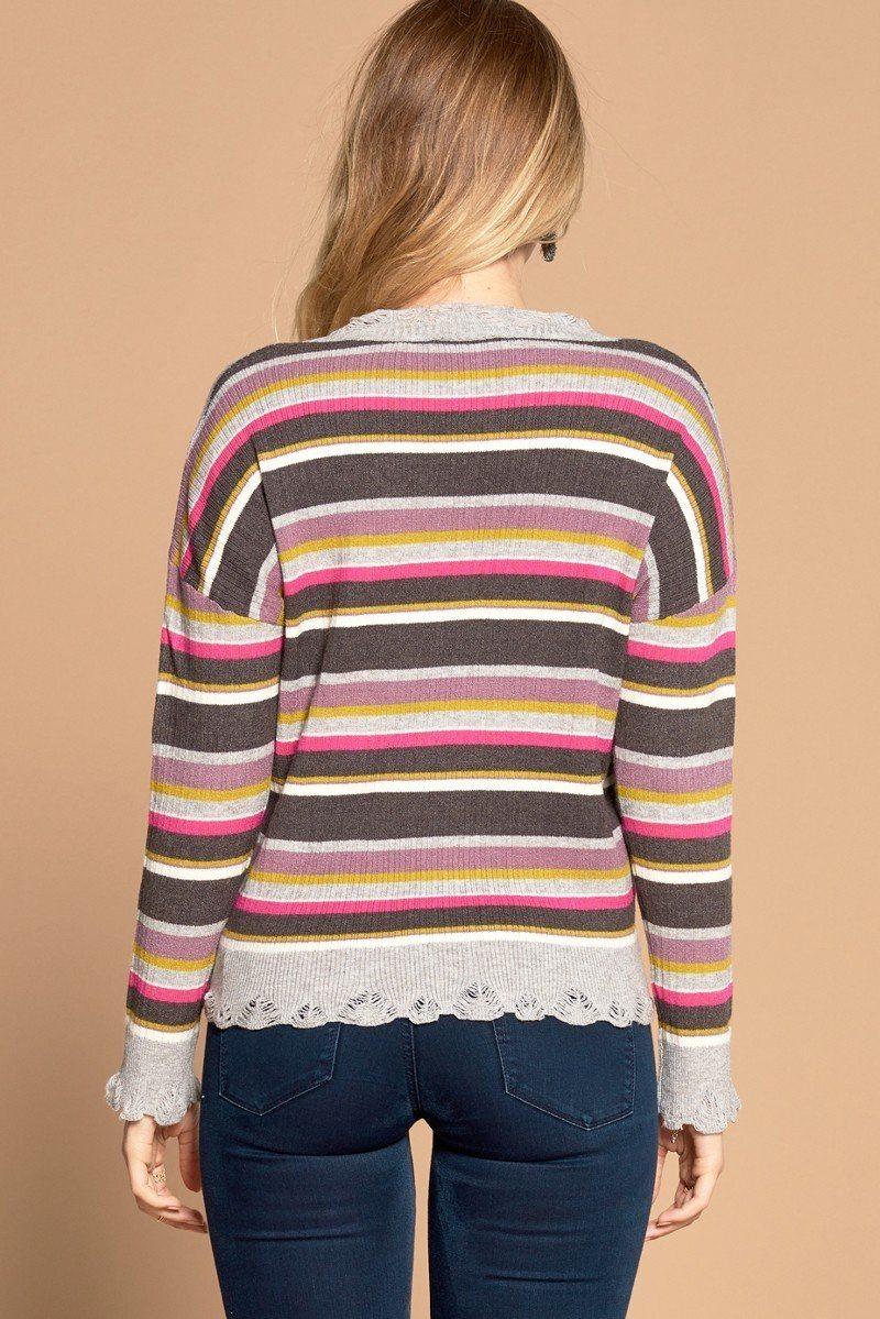 Multi-colored Variegated Striped Knit Sweater | Mixtshop LLC