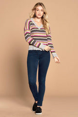 Multi-colored Variegated Striped Knit Sweater | Mixtshop LLC
