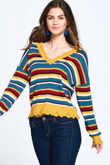 Multi-colored Variegated Striped Knit Sweater | Mixtshop LLC