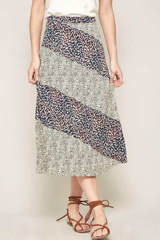 A Floral-print Woven Midi Skirt | Mixtshop LLC