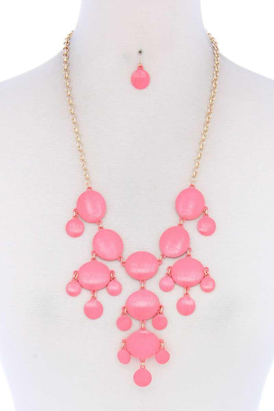 Brushed Oval Shape Dangle Metal Necklace | Mixtshop LLC