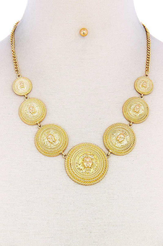 Lion Head Circle Linked Necklace | Mixtshop LLC