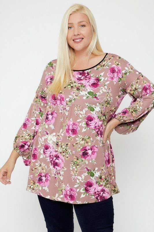 Floral, Bubble Sleeve Tunic | Mixtshop LLC