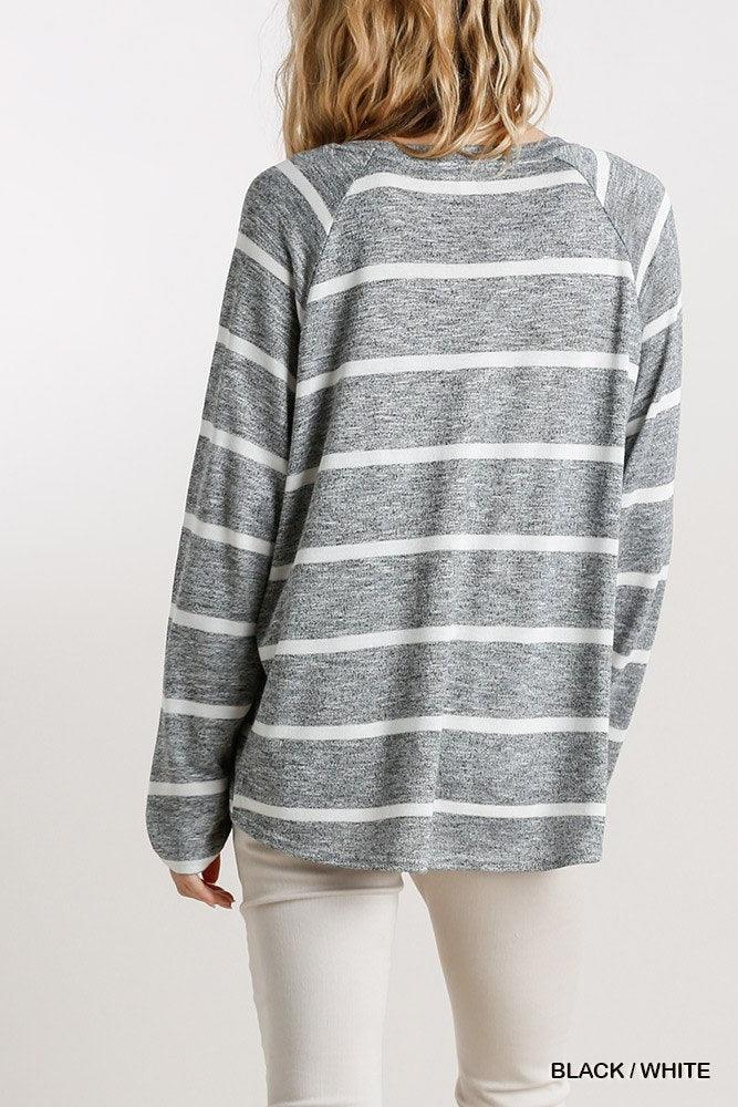 Striped Round Neck Long Sleeve Top | Mixtshop LLC